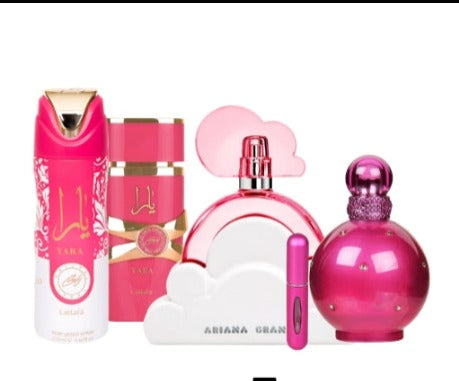 Body Spray Yara + Yara Candy + Cloud Pink + Fantasy Britney Spears