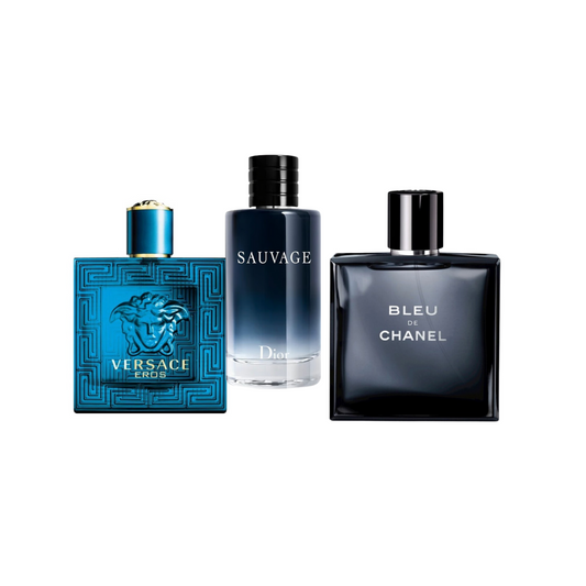 Perfume Versace Eros + Dior Sauvage + Bleu de Chanel