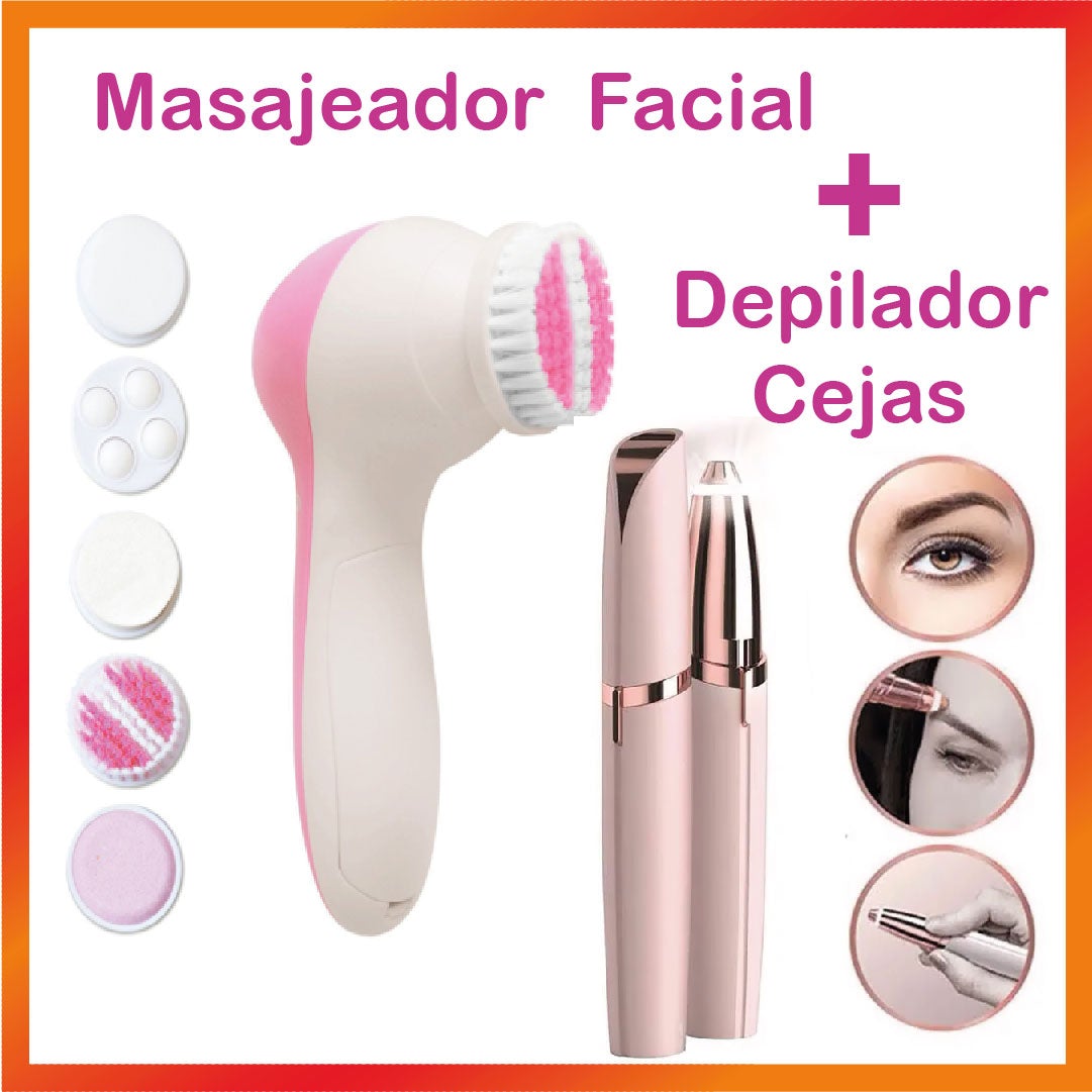 Combo Masajeador Facial + Depilador Cejas